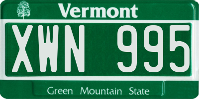 VT license plate XWN995