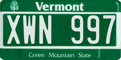 VT license plate XWN997