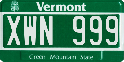 VT license plate XWN999