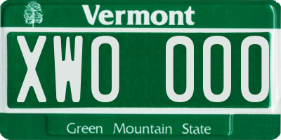 VT license plate XWO000