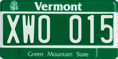 VT license plate XWO015