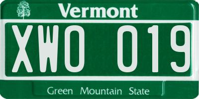 VT license plate XWO019