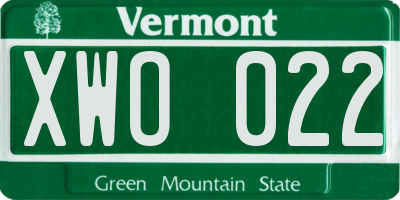 VT license plate XWO022
