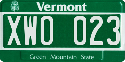 VT license plate XWO023