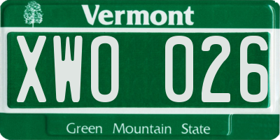 VT license plate XWO026