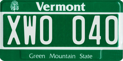 VT license plate XWO040