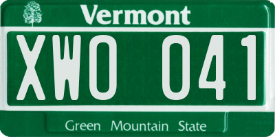VT license plate XWO041