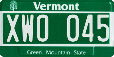 VT license plate XWO045
