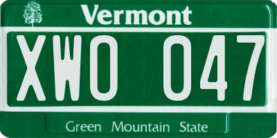 VT license plate XWO047