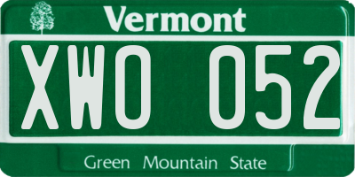 VT license plate XWO052