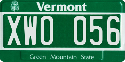 VT license plate XWO056
