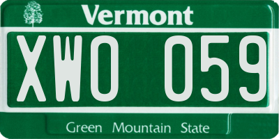 VT license plate XWO059