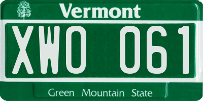 VT license plate XWO061