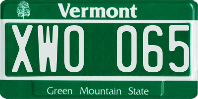 VT license plate XWO065