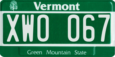 VT license plate XWO067