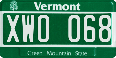 VT license plate XWO068