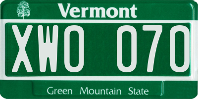 VT license plate XWO070