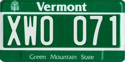 VT license plate XWO071