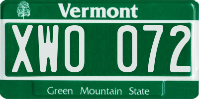 VT license plate XWO072