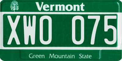 VT license plate XWO075