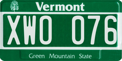 VT license plate XWO076