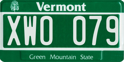 VT license plate XWO079