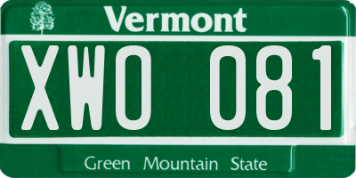 VT license plate XWO081