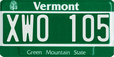 VT license plate XWO105
