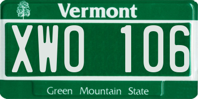 VT license plate XWO106