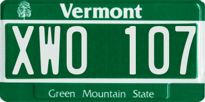 VT license plate XWO107