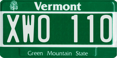 VT license plate XWO110