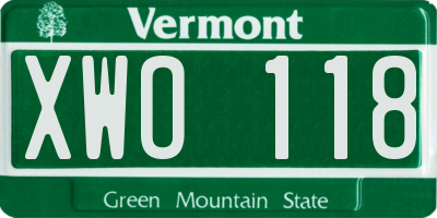 VT license plate XWO118