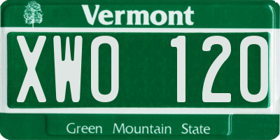 VT license plate XWO120