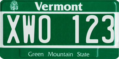 VT license plate XWO123
