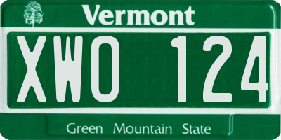 VT license plate XWO124