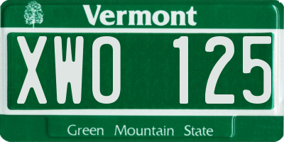 VT license plate XWO125