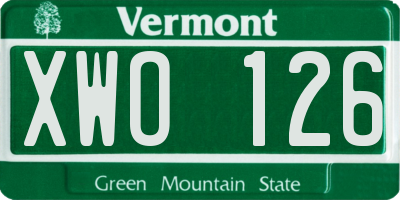 VT license plate XWO126