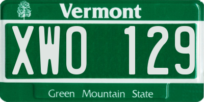 VT license plate XWO129