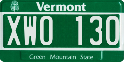 VT license plate XWO130