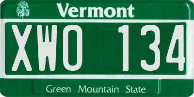 VT license plate XWO134