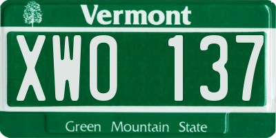 VT license plate XWO137