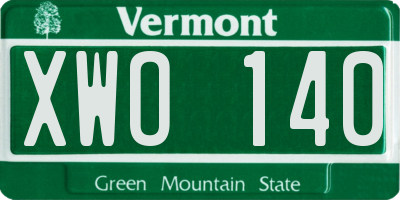VT license plate XWO140