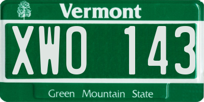VT license plate XWO143
