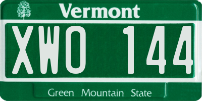 VT license plate XWO144