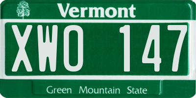 VT license plate XWO147