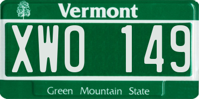 VT license plate XWO149