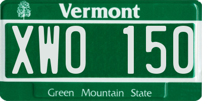 VT license plate XWO150