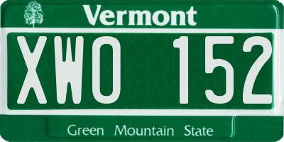 VT license plate XWO152