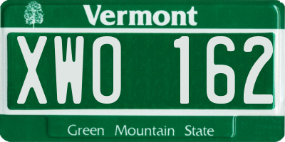 VT license plate XWO162