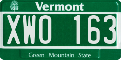 VT license plate XWO163